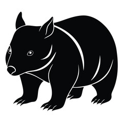 Stylized Silhouette Illustration of a Wombat with Detailed Claw and Fur Markings