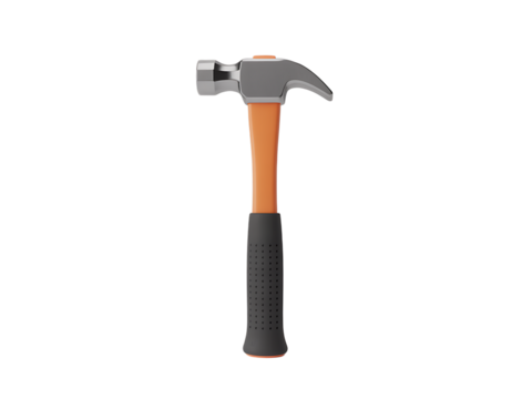 A realistic 3d rendering of a hammer isolated on a light gray and black background - Powered by Adobe