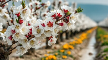 Almond blossom spring garden