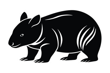 Stylized Silhouette of a Southern HairyNosed Wombat with Distinct White Markings