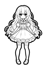 Drawn anime coloring pages illustration	