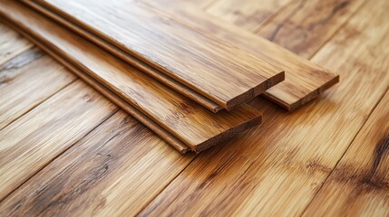 Close up image displaying pieces of wood flooring installed