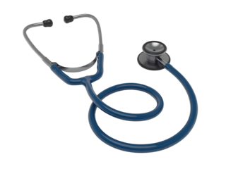 Professional medical stethoscope depicted isolated against a black background for healthcare concepts