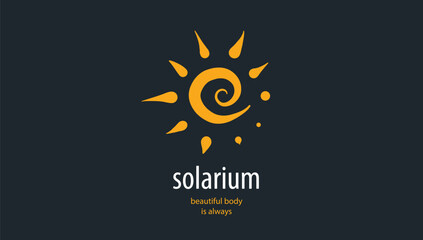 Hand-drawn vector logo on a black background for a solarium
