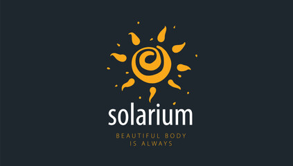 Hand-drawn vector logo on a black background for a solarium