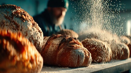 Artisan breads in bakery