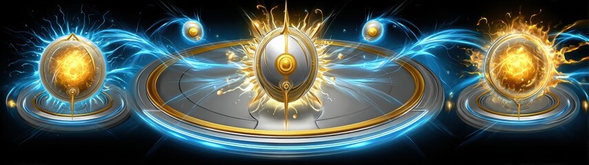 Radiant Energy Orbs with Dynamic Light Effects and Ethereal Swirls in a Dark Background for Fantasy or Sci-Fi Concepts