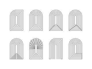 set of aesthetic boho frame symbol icon design vector isolated transparent background