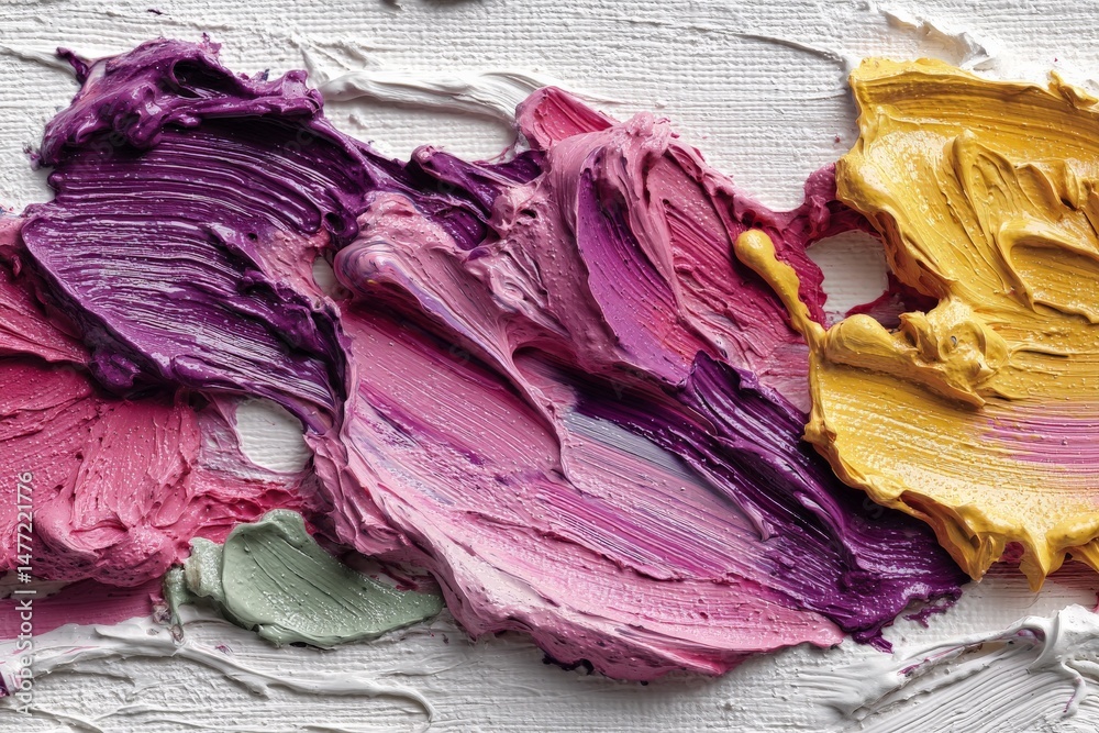 Poster vibrant colors blending together on a textured canvas during an artistic painting session