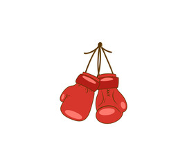 Pair of hanging red boxing gloves, backgroundless design