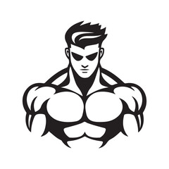 Muscular man vector art silhouette, strong bodybuilder, fitness, power, strength.