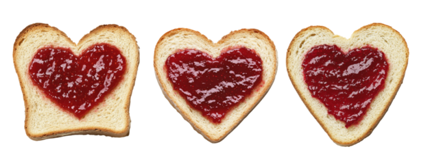 Heart shaped toast with jam creates delightful and romantic breakfast option, perfect for special occasions