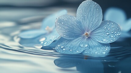 Serene Blue Hydrangea Flower in Water