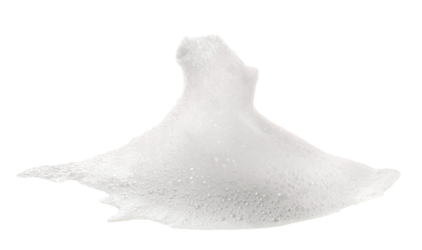 Soap foam, bubbles isolated on white background, side view