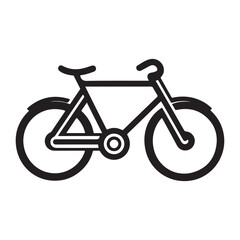 Fototapeta premium Simple black bicycle line art icon, isolated on white background. Minimalist design, vector illustration.