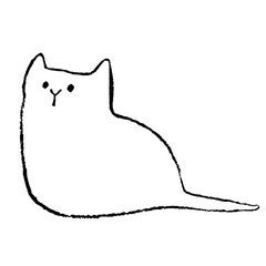猫の手描きイラスト　お座り