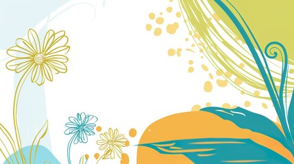 Fototapeta na wymiar Abstract Minimalist Backgrounds with Botanical Line Art: Floral Sketches & Organic Plant Motifs for Modern Design