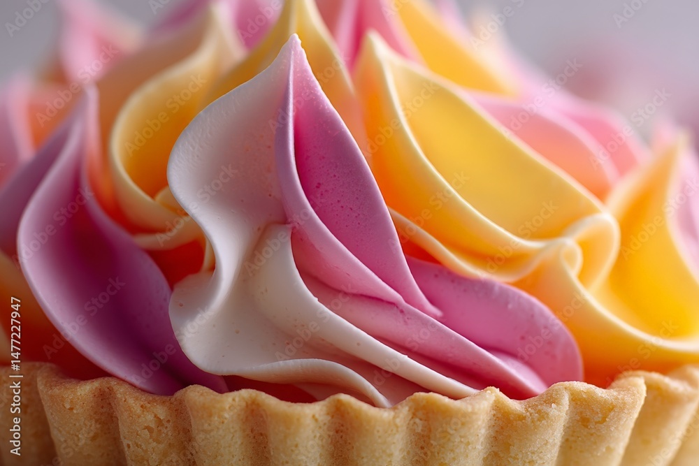 Poster elegant dessert with colorful frosting displayed on a light background during a festive celebration