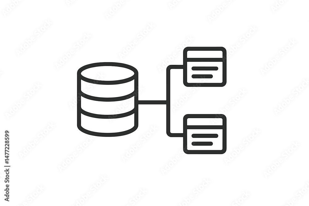 Fototapete Web icons representing database connection and data flow for digital applications and technology