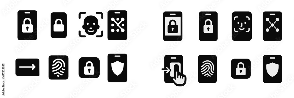 Poster Collection of web icons showcasing various security features for digital platforms and applications
