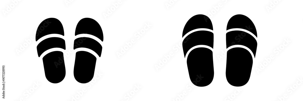 Poster Set of black web icons representing foot sandals designed for user interface applications and digital platforms