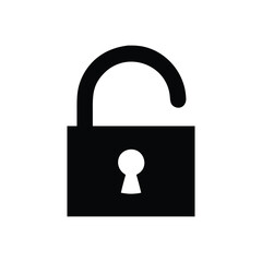 Black isolated icon of locked and unlocked lock on white background.