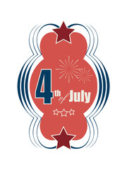 Curly wavy oval frame with stars, American Independence Day.