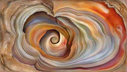 Abstract swirl painting with layered textures.  A vibrant blend of colors and forms, creating a mesmerizing, swirling vortex.  Detailed textures and patterns evoke a sense of depth and movement