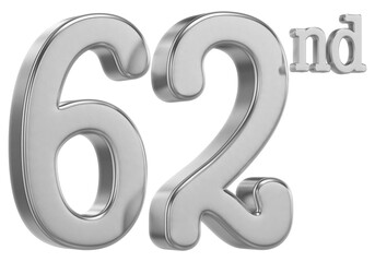 62nd Anniversary silver Number 3D