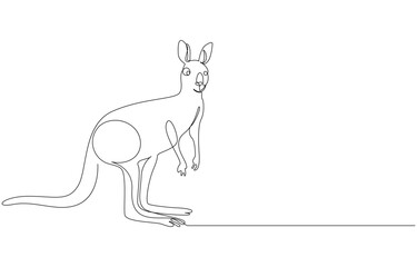 Continuous single line sketch drawing of kangaroo Australia endemic animal mammals, Minimalist One Line Drawing of Kangaroo
