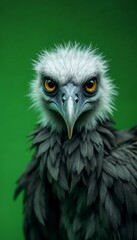 Obraz premium Detailed Portrait of Majestic Eagle Isolated by Green Screen with Sharp Focus on Feather Details and Piercing Orange Eyes
