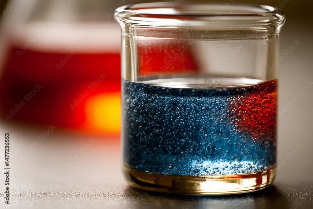 Aufkleber colorful bubbling liquid experiment in laboratory setting during daylight hours