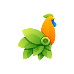 abstract gradient  rooster natural  logo design