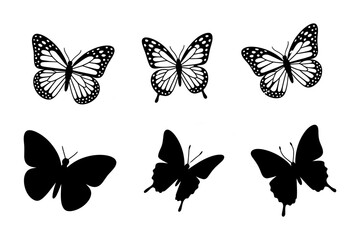 Butterfly silhouette vector art design collection
