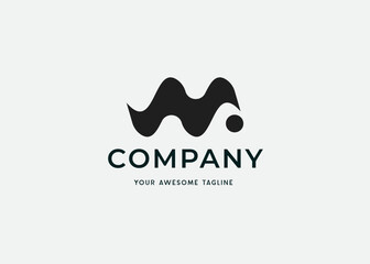 Abstract letter M with flowing lines and sharp edges logo design vector illustration