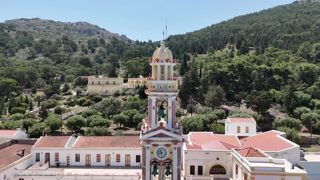 Monastery of Panormitis in Symi island of Greece. The monastery is a public Orthodox Church of the Archangel Michael who is locally called Panormitis. Symi island is located in Greece. 5