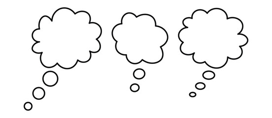 Thought cloud icon set. thinking cloud icon set in two styles. cloud speech bubbles vector icons