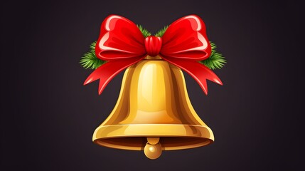 Christmas Bell Cartoon Design for Card Icon Symbol - Festive Holiday Illustration Concept