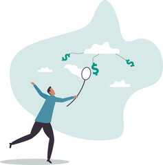 Cloud investment, new technology using cloud computing stock rising up and gain more profit in new normal economic .character for design.