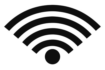 Black Wireless Signal Icon with Arcs and Circle Graphic Illustration Design