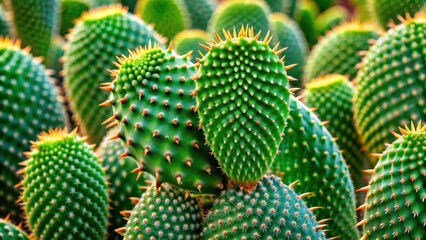 Close up of cactus leaves with vibrant green color and intricate patterns on the surface, intricate, plant, intricate,plant,desert