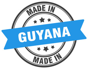 Made in Guyana round sign. Made in Guyana stamp.