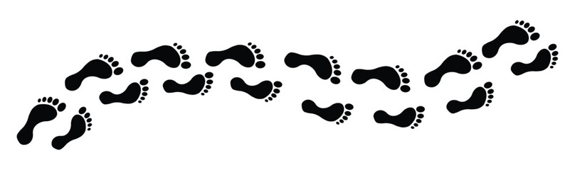Human footprints icon set. foot print icon set. Step footprints paths. footstep prints and shoe steps
