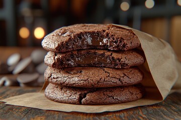 Chocolate chip cookies with chocolate filling