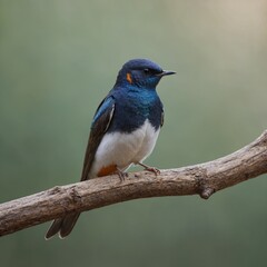 Fototapeta premium Swallow bird on piece of wood.