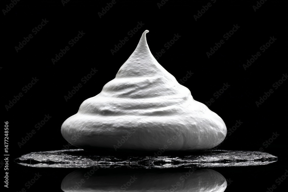 Poster Meringue dessert displayed on a dark surface highlighting its smooth texture and shape