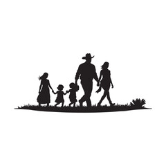 American family silhouette holding hands