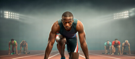 Para-athlete in starting position for sprint race