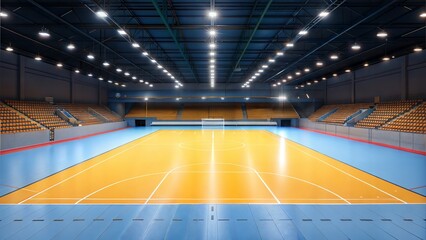 Indoor court prepared for futsal or mini sports matches