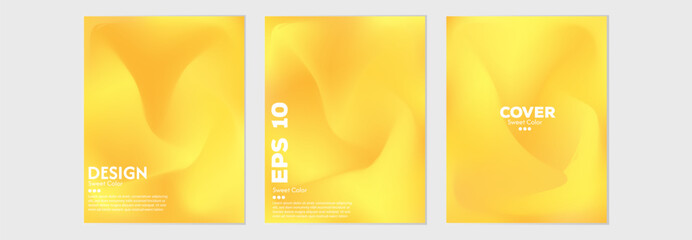 Soft yellow abstract wave background set. Light and dark combination. Cover design, poster, banner, web, card, greeting card etc. © Zenyahya